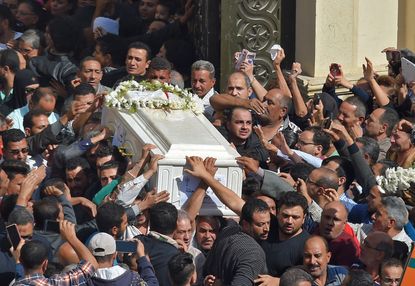 The funeral of a Coptic Christian killed on Friday.