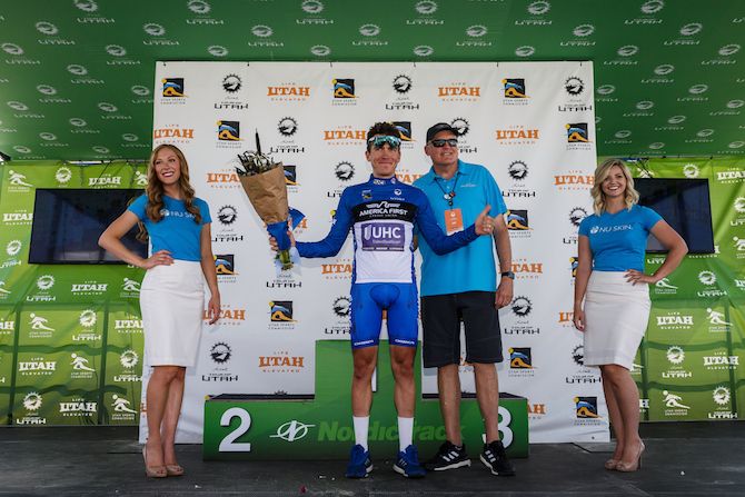 Serghei Tvetcov of Romania and the UnitedHealthcare Pro Cycling Team takes home the fan favorite jersey after the prologue on August 6, 2018 in St. George, Utah.
