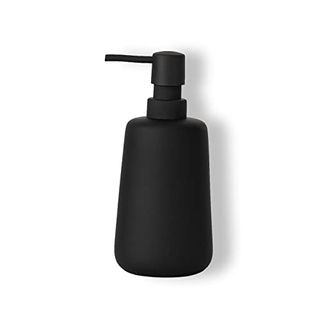 Abbi Nimo Matte Black Ceramic Hand Soap Dispenser for Bathroom Countertop, 13 Oz Soft Touch Ceramic Soap Dispenser for Kitchen, Refillable Lotion Dispenser With Rubber Paint