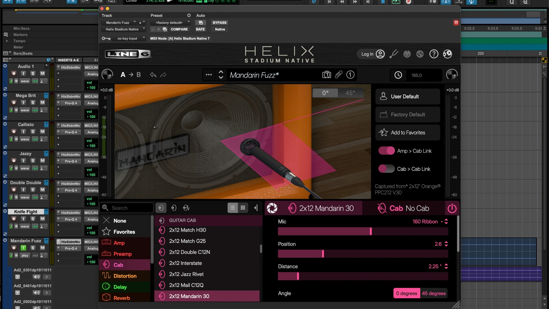 A screenshot of Line 6 Helix Stadium Native amp sim software