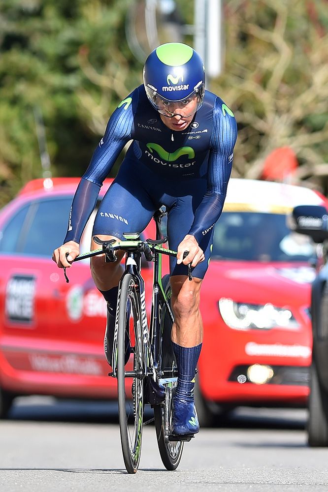 A Movistar rider out on course