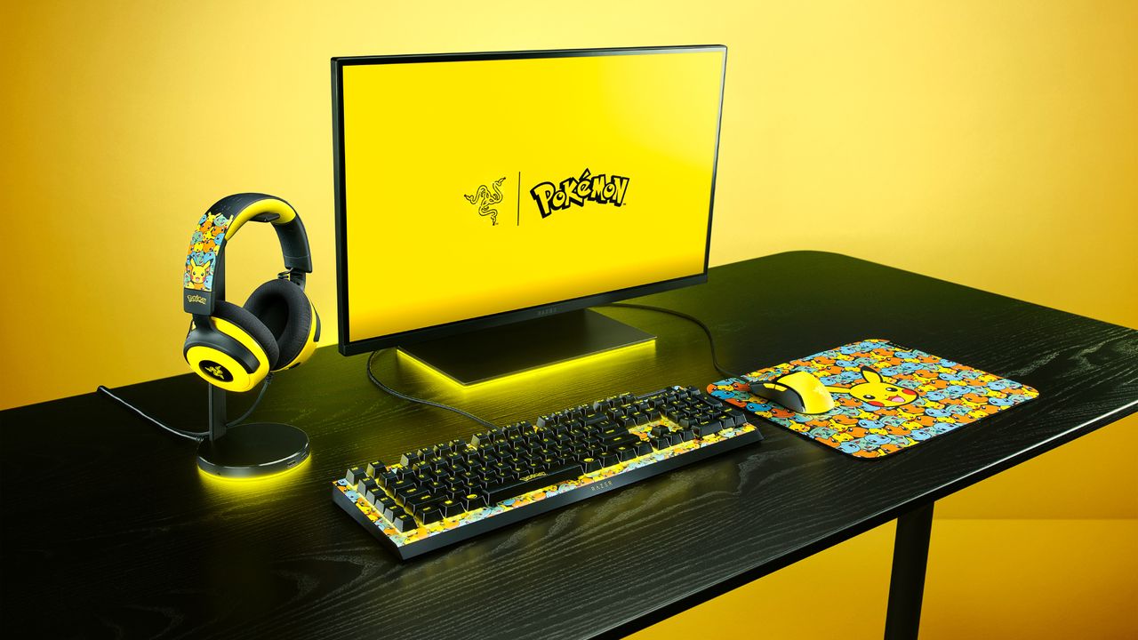 Render of the Razer x Pok&eacute;mon Collection of PC gaming accessories.