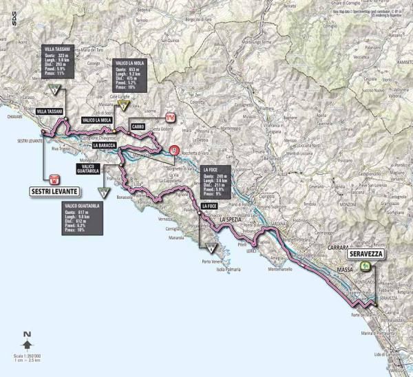 The revised route of stage 12 of the 2012 Giro d'Italia.