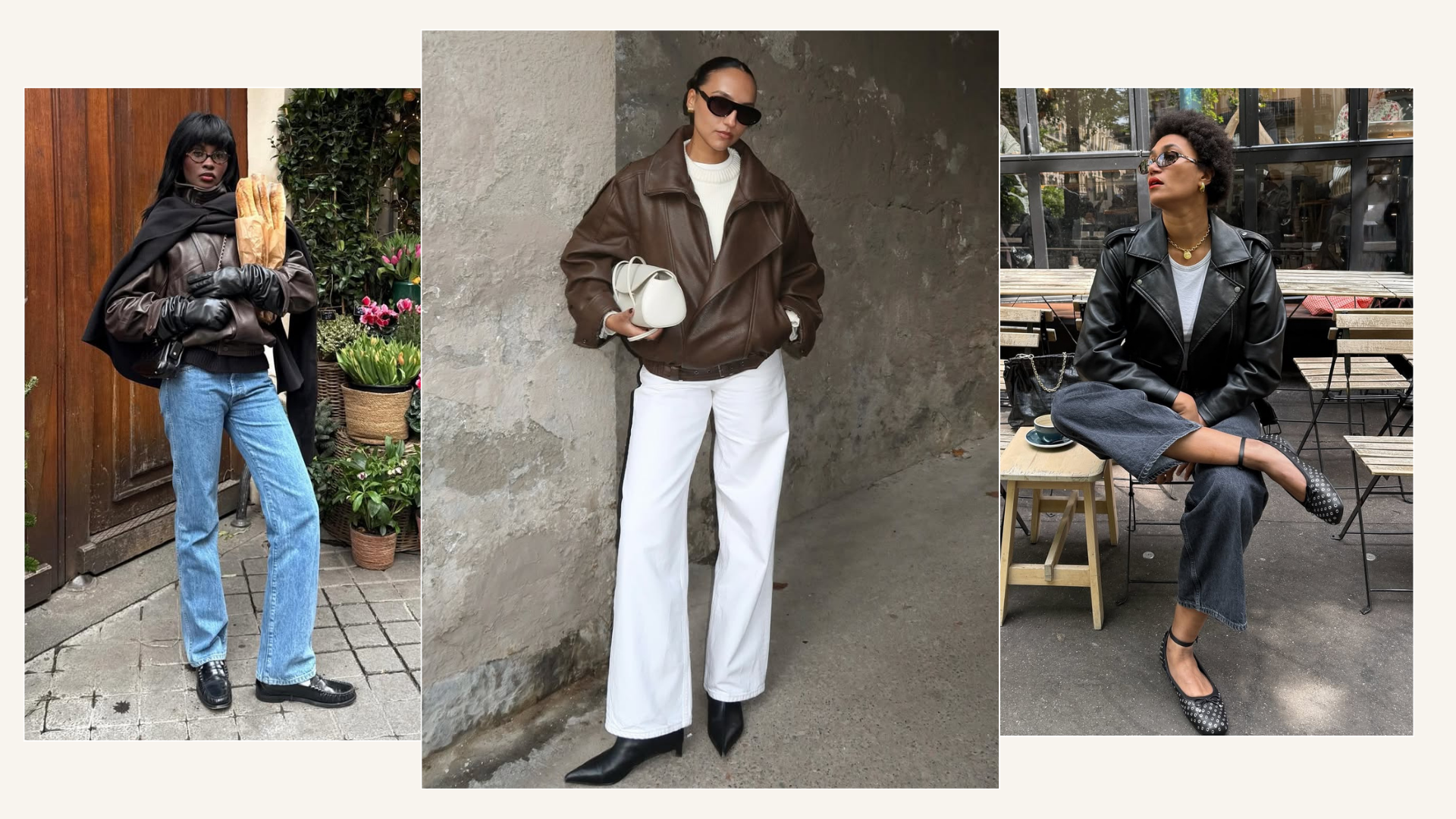 Leather jacket and jeans outfits