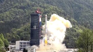 A Chinese Long March 2C rocket lifts off from the Xichang Satellite Launch Center carrying three Yaogan surveillance satellites into orbit, on March 24, 2020.