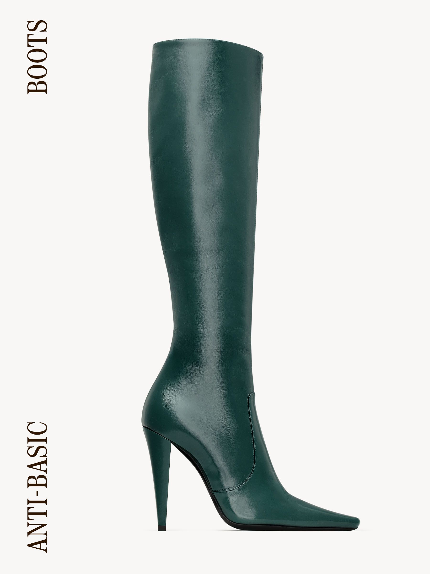 Green knee-high Saint Laurent boots