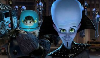 Megaind and his assistant looking into the camera in Megamind