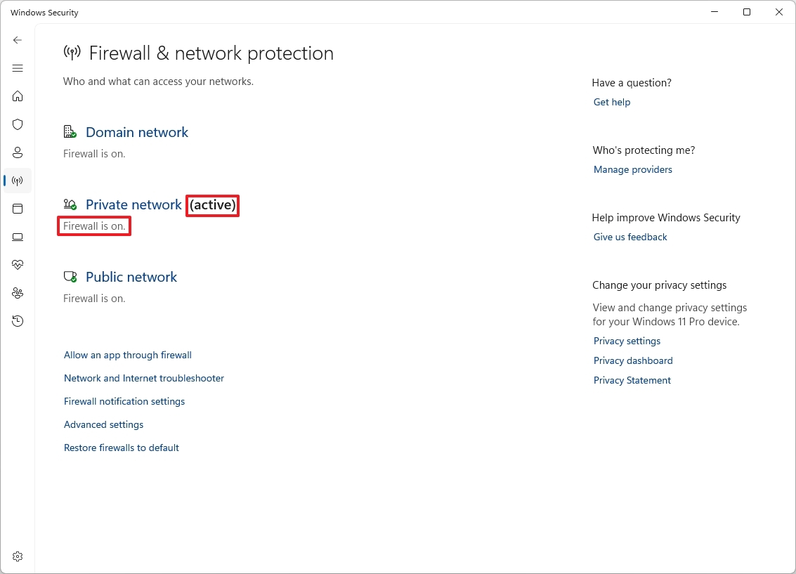 Windows 11 check firewall