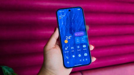 The colorful themed home screen of the Google Pixel 11