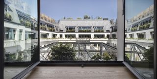 Moët Hennessy Workspaces, view from window onto the courtyard, by Barbarito Bancel Architectes