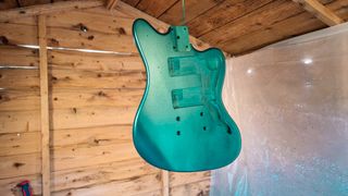 Guitar body with two coats of clear finish