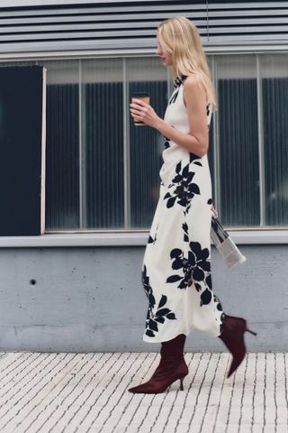 zara, Printed Midi Dress