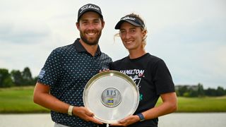 Thomas Rosenmueller and Maria Kononova after his win in the NV5 Invitational