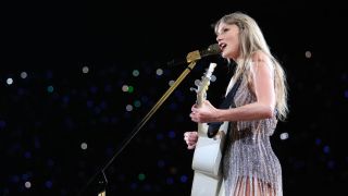 Taylor Swift performs onstage during "Taylor Swift | The Eras Tour" at Estadio Olimpico Nilton Santos on November 17, 2023 in Rio de Janeiro