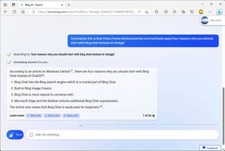 Bing Chat summary