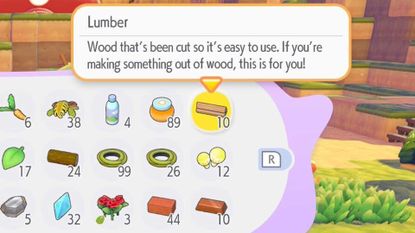 Lumber in your inventory in Pokemon Pokopia