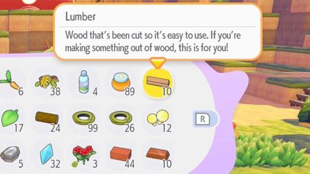 Lumber in your inventory in Pokemon Pokopia
