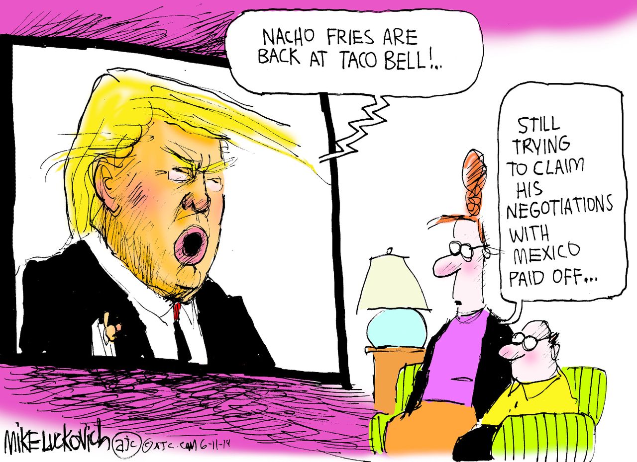 Political Cartoon U.S. Trump Mexico Taco Bell trade deal