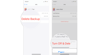 A screengrab showing how to delete iCloud backups.