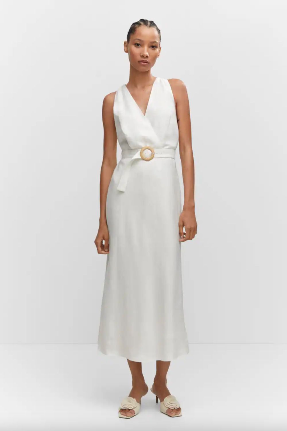 Mango Belt linen dress