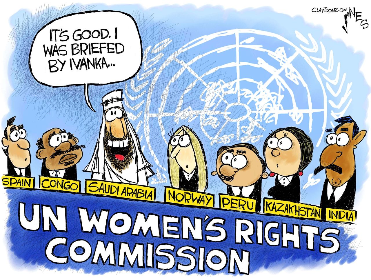 Political Cartoon International United Nations women&amp;#039;s rights Saudi Arabia Ivanka Trump