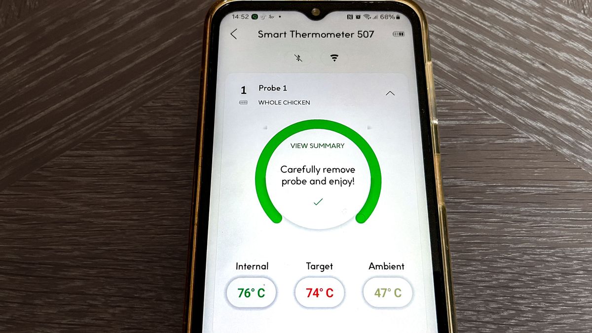 Chef iQ smart thermometer cooking a whole chicken