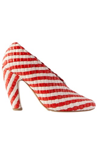 Canalazzo Striped Intrecciato Leather Pumps