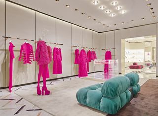 Pink clothing in Valentino store