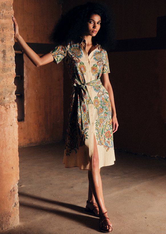 Ady Dress - Riola Print - Linen - S&amp;eacute;zane