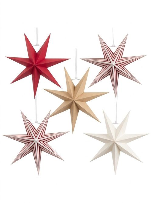 Paper Christmas Stars, Set of 5