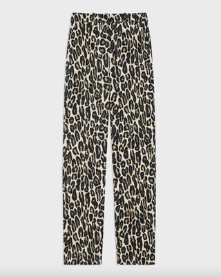 Theory Relaxed Straight Pant in Stretch Leopard Wool