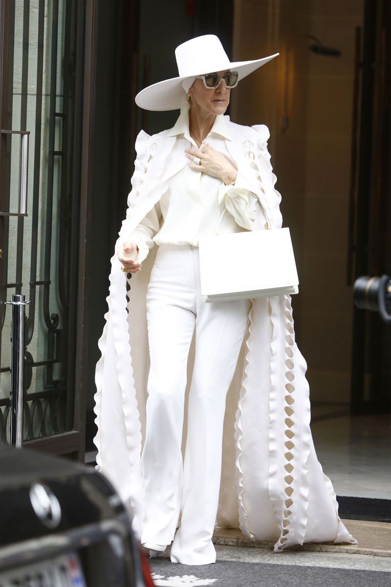 Going for a very causal summer look, Dion stepped out in head-to-toe Ralph &amp; Russo Haute Couture while out in Paris.