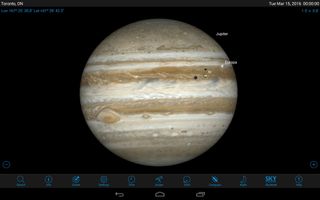 Most stargazing apps will show you an image of Jupiter, but to present the Great Red Spot correctly, they must take into account light-travel time to ensure accurate timing information. Late on Tuesday, March 15, 2016, the moons Io and Europa will cast their black shadows on the planet, and the Great Red Spot follows behind them.