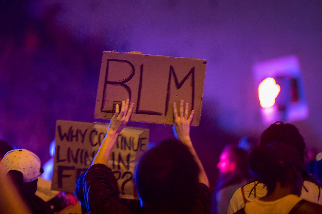 A Black Lives Matter protest of the fatal police shooting of an unarmed California man, Alfred Olango