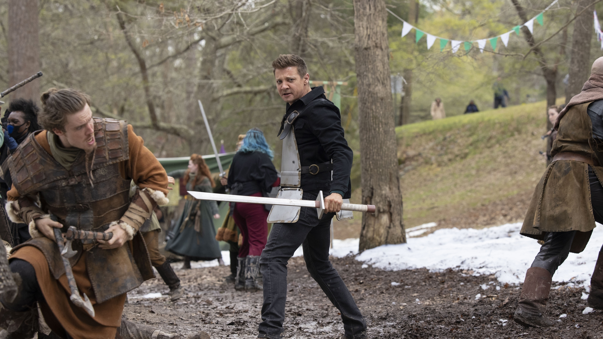 Clint Barton takes part in a LARPing session in Hawkeye episode 2