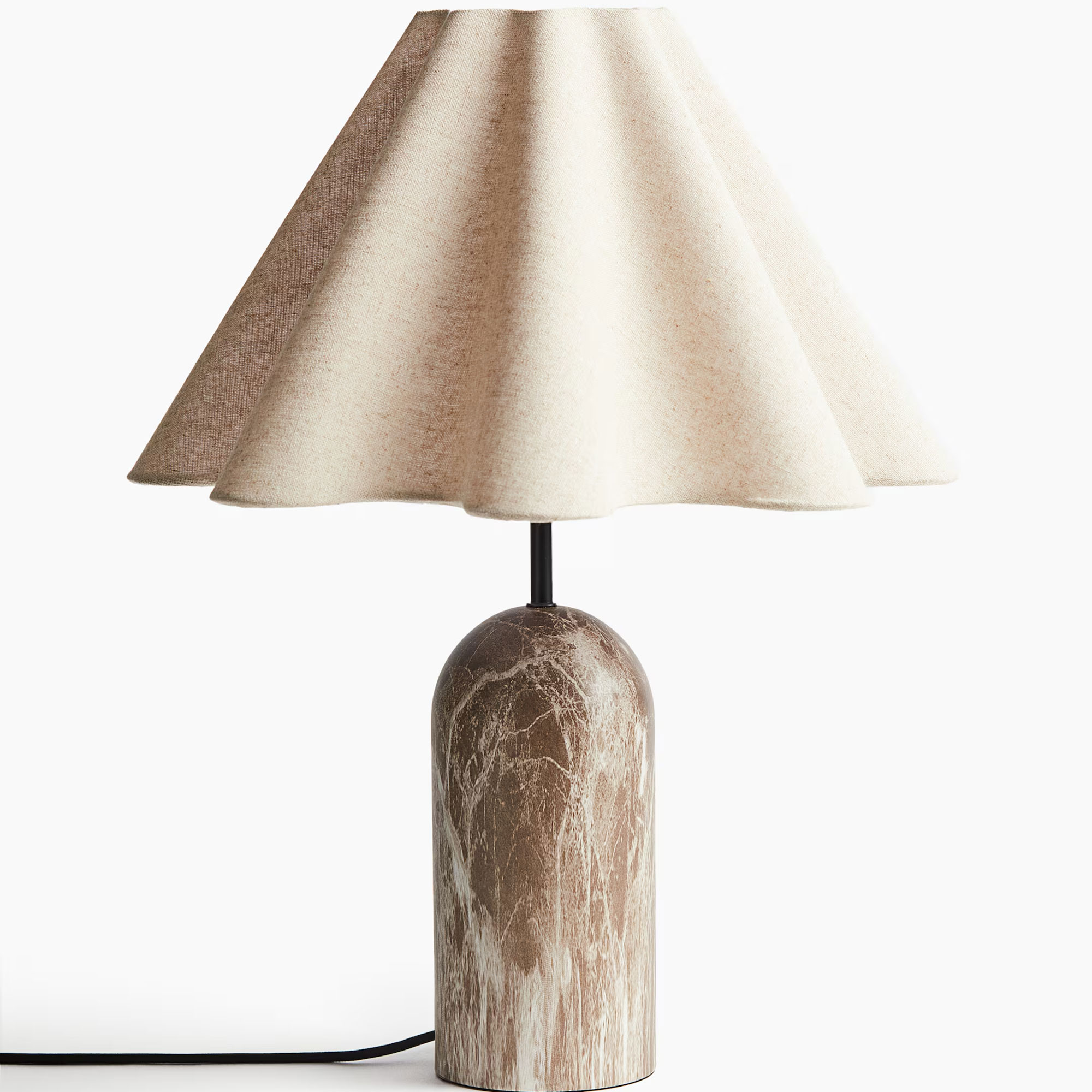 Marble table lamp with scallop shade