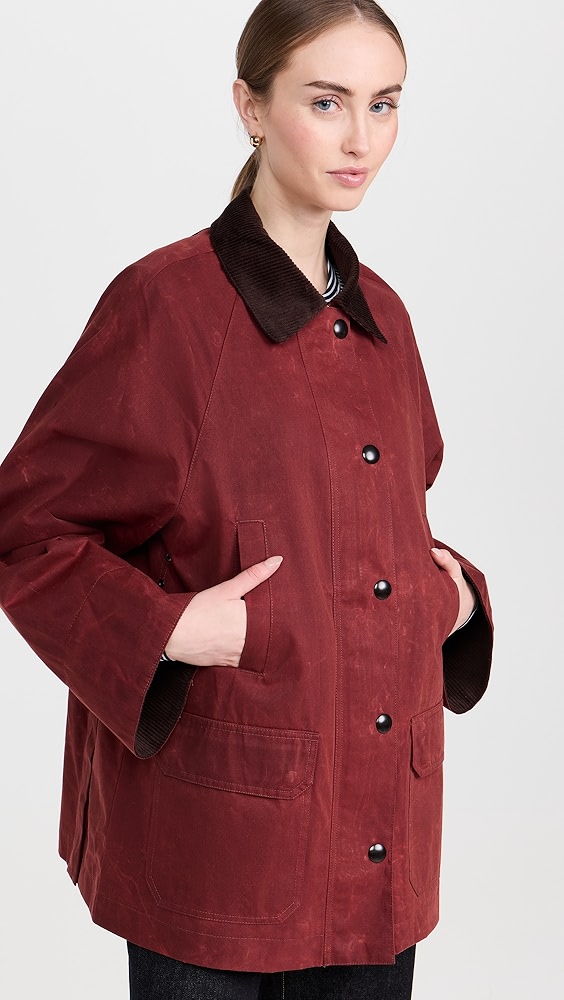 Chiltern Street Barn Jacket in Waxed Cotton - Red
