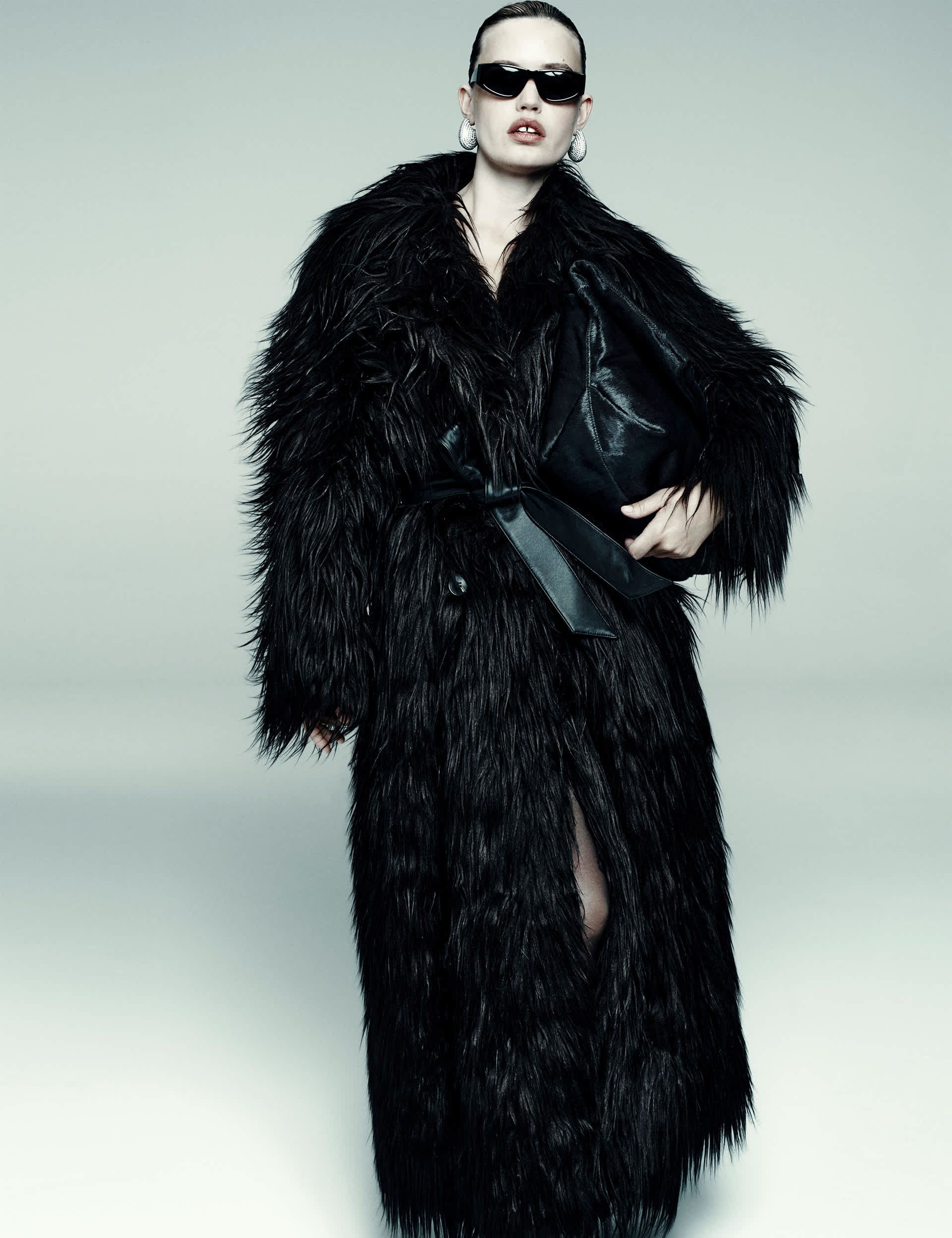 Faux Fur Collared Longline Trench Coat