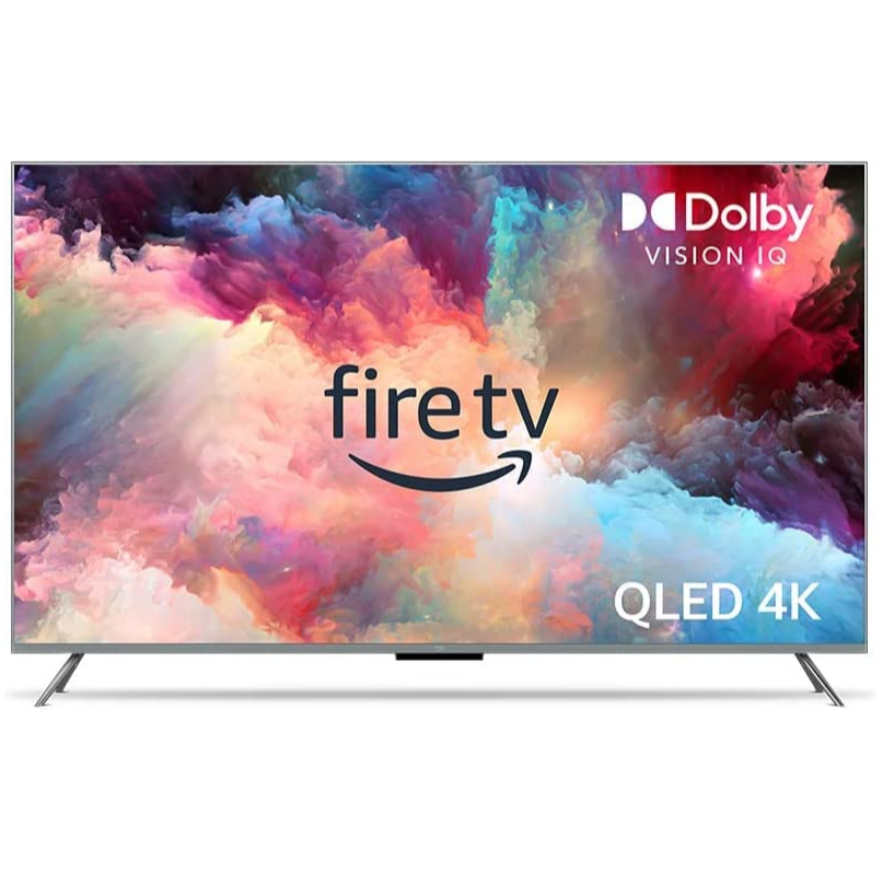 Image of an Amazon Fire TV 65-inch Omni QLED series 4K on a white background