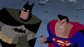 Batman and Superman fighting together in World's Finest crossover