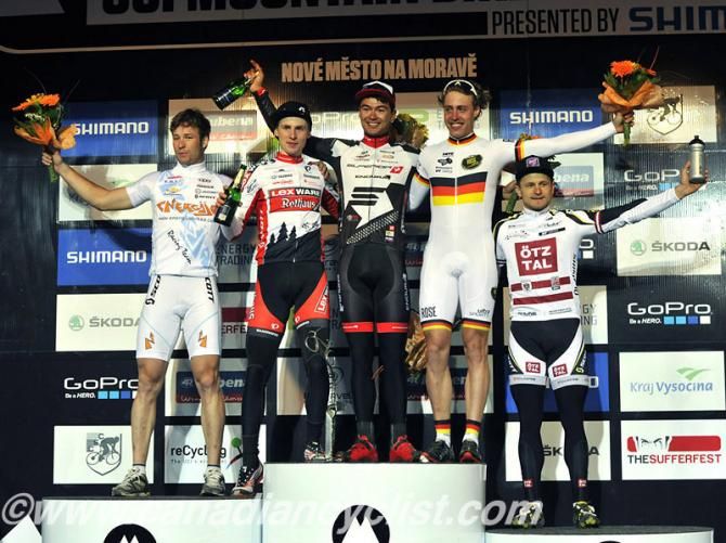 Podium: Miha Halzer , Christian Pf&auml;ffle, Kenta Gallagher, Simon Gegenheimer, Daniel Federspiel