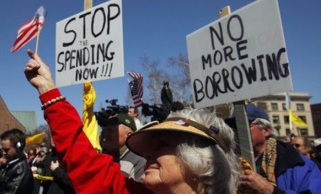 A Tax Payer Tea Party Rally in Concord, New Hampshire in April: The House will vote this week on a Tea Party-backed plan to slash the deficit.