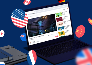 AnchorFree Hotspot Shield VPN displayed on a laptop surrounded by world flags