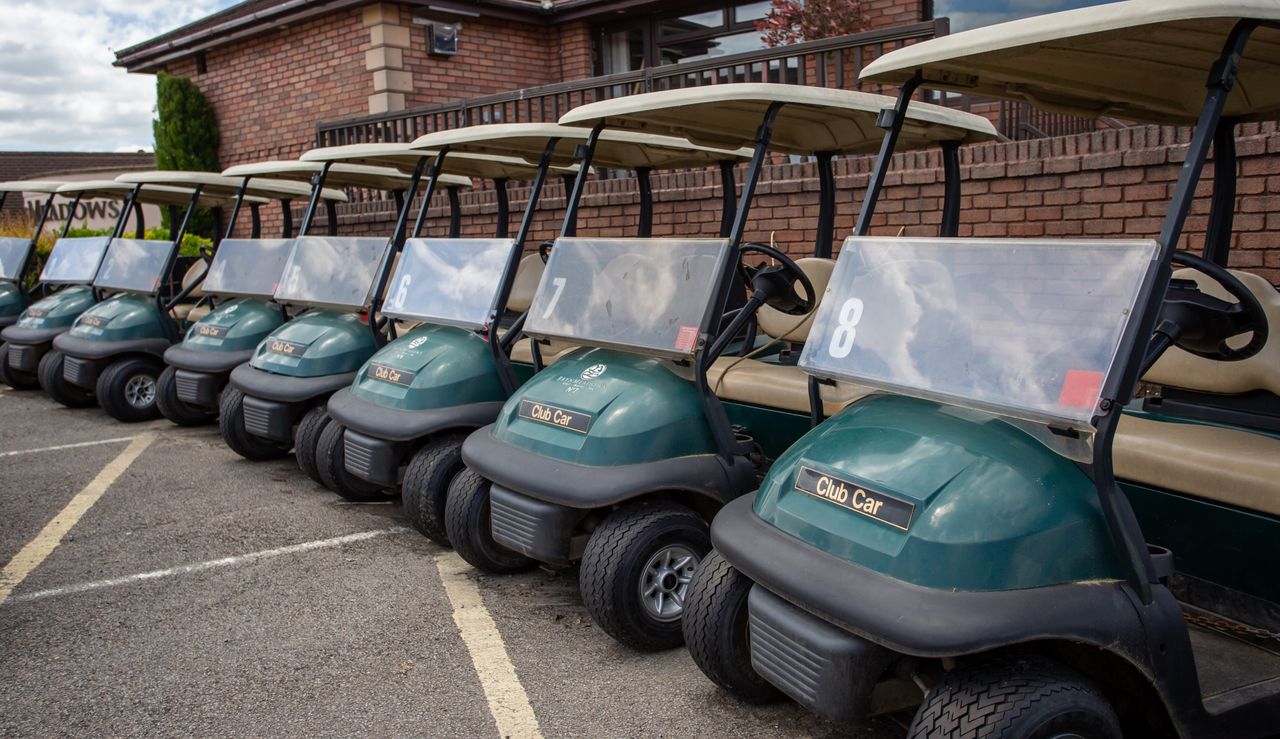 Golf carts lined up