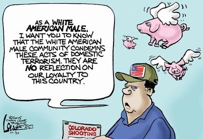 Editorial cartoon U.S. Terrorism Shooting White Male