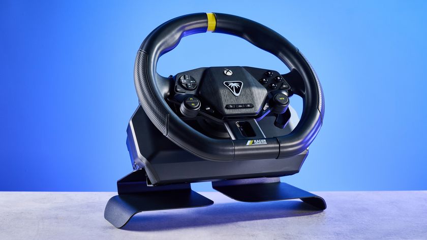 A Turtle Beach Racer Wireless racing wheel