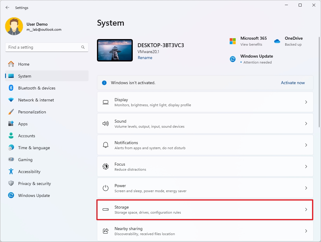 Windows 11 Storage settings