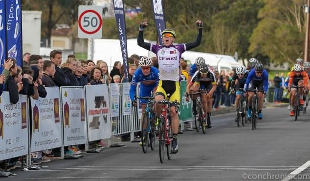 Jesse Kerrison (BudgetForklifts) celebrates stage 2 victory