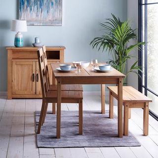 wooden dining set by dunelm