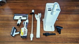 Shark Cordless Detect Pro Vacuum components side by side in writer's home